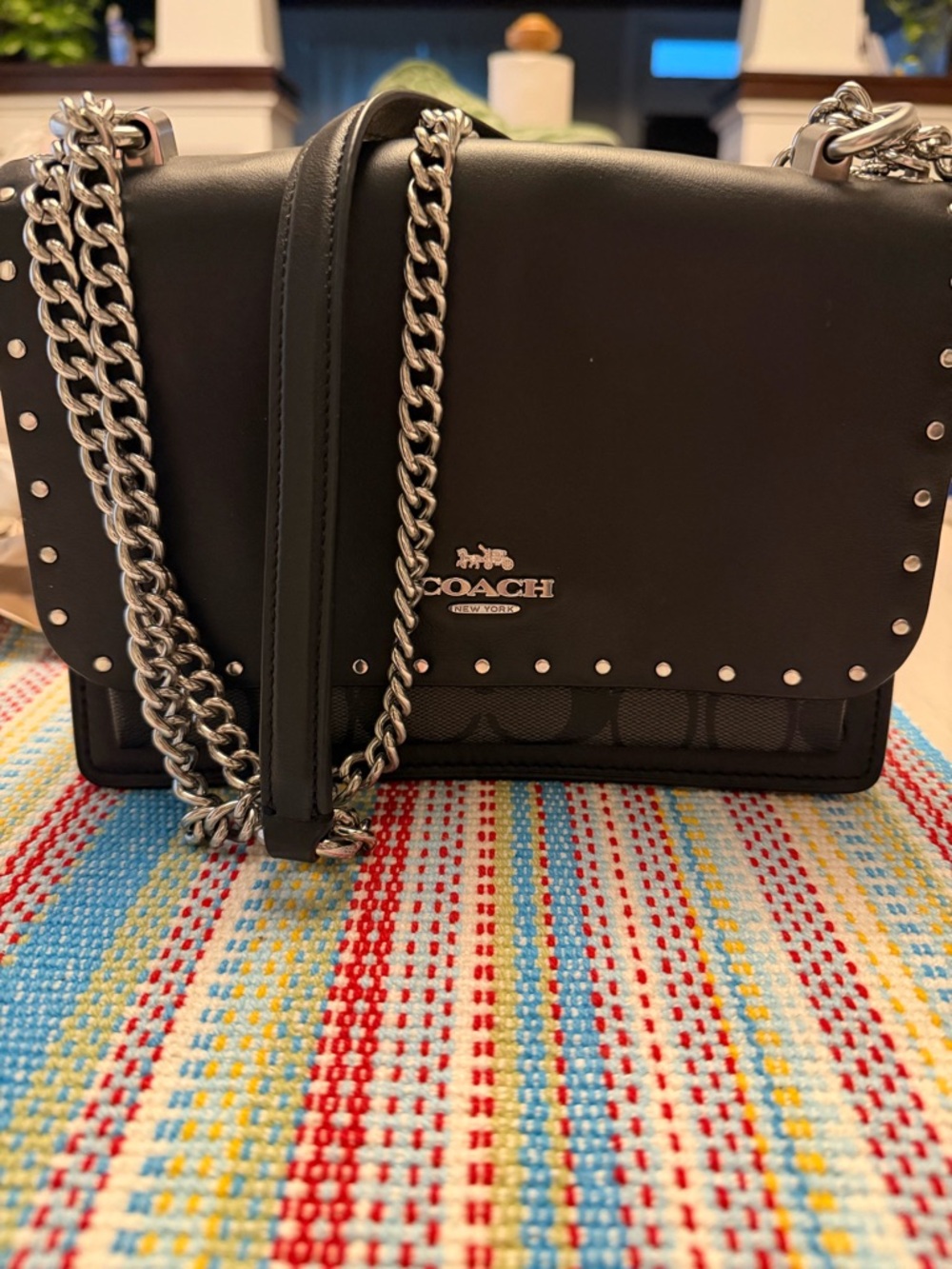 Coach Klare Crossbody Bag In Signature Canvas black and silver